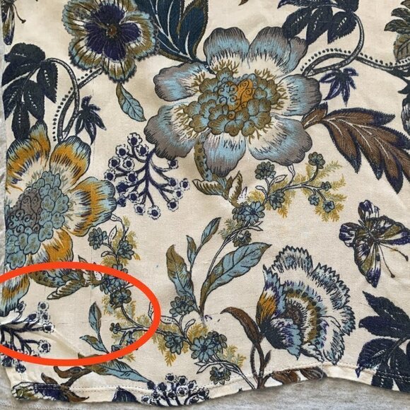 Promod M/L BOHO Colorful Floral Botanical Top Silver Textured Neck Trim 9J - Picture 6 of 7